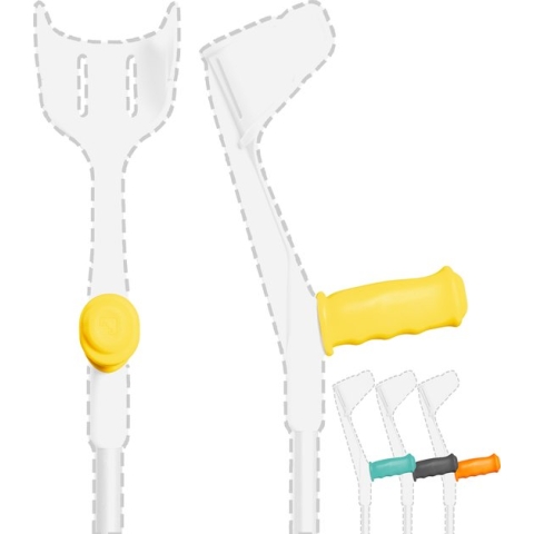 MySleeve - Handvathoezen (2 stuks) met Gelkussen voor Krukken, voorkomt Vallende Krukken, Krukken Handgrepen Pads, Cover voor Krukken, NIET voor Anatomische Krukken - 21x6,5x9 cm, geel (excl. kruk)