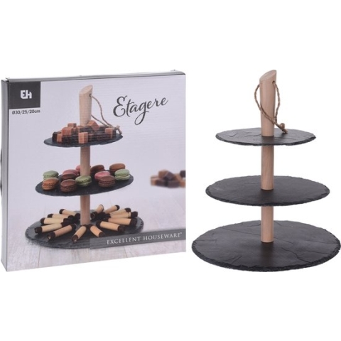 Etagere leisteen 3-laags Ø30/25/20cm