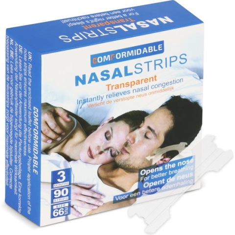 Comformidable Neusstrips Transparant – Anti Snurk Strips – Neuspleisters Snurken – 90 Neus Strips – Neusspreider – Nachtrust – Anti Snurk Producten – Hypoallergeen – Breathe