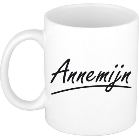 Annemijn naam cadeau mok / beker sierlijke letters - Cadeau collega/ moederdag/ verjaardag of persoonlijke voornaam mok werknemers