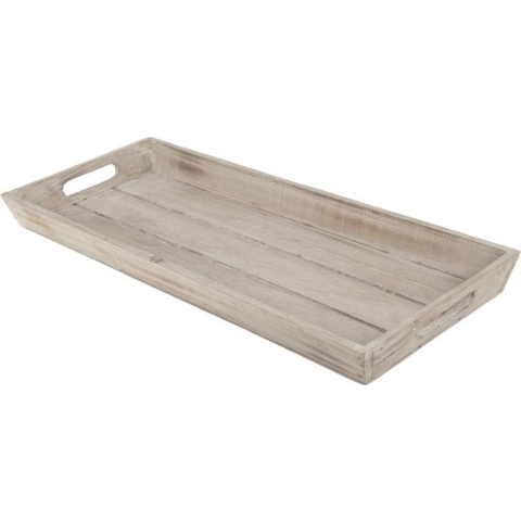 Rechthoekig houten dienblad/kaarsenbord bruin 48 x 20 cm - Onderbord/kaarsenplateau/dienblad bord voor kaarsen