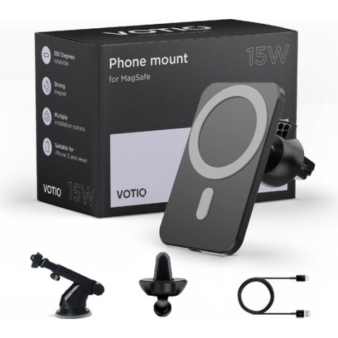 VOTIQ® MagSafe Autohouder iPhone 15/14/13/12 Draadloze oplader Mini/Max/Pro/Plus Apple Telefoonhouders Magnetisch Dashboard - Zwart