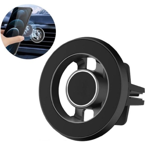 360° Verstelbare Magnetische Draaibare Magneet Ronde Telefoonhouder Voor Ventilatierooster | Compatibel met MagSafe | Zwart