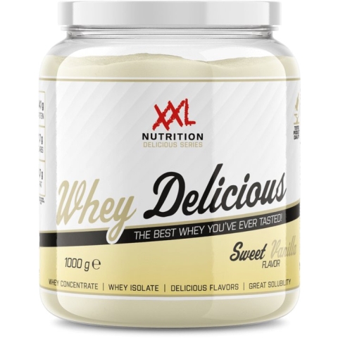 XXL Nutrition - Whey Delicious - Sweet Vanille - Wei Eiwitpoeder met BCAA & Glutamine, Proteïne poeder, Eiwit shake, Whey Protein - 1000 gram