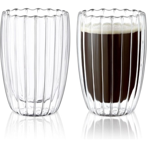 450 ml Ripple dubbelwandige glazen, set van 2 dubbelwandige latte macchiato glazen, dubbelwandig, cappuccino glazen voor verse en warme dranken