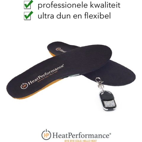 Verwarmde inlegzolen HeatPerformance® PRO - super dun - oplaadbaar - met afstandsbediening - 3 warmtestanden - 7 uur lang warme voeten - elektrische zolen - mt 44/46