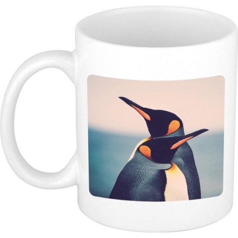 Dieren foto mok pinguin - pinguins beker wit 300 ml