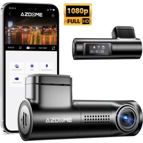 AZDome M330 dashcam voor auto - 170 graden kijkhoek - Nachtzicht - FullHD video - Wifi - Super compact - Parkeermodus - 1.0 inch TNT scherm - 2023 model - dashcam voor auto
