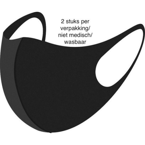 Mondkapje wasbaar zwart (2 stuks)