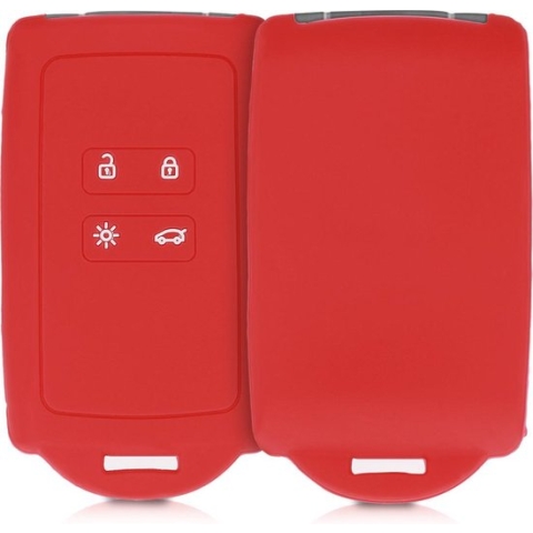 kwmobile autosleutelhoes voor Renault 4-knops Smartkey autosleutel (alleen Keyless Go) - Siliconenhoes in rood - Sleutelcover
