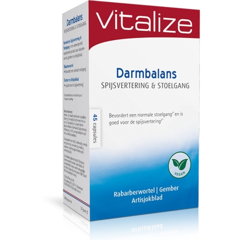 Vitalize Darmbalans Spijsvertering en Stoelgang 45 capsules - Draagt bij aan een goede darmwerking - Bevordert de spijsvertering