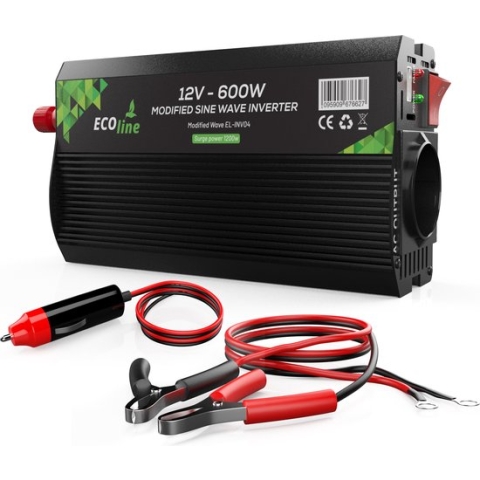 EcoLine - Omvormer 12V Naar 220V / 230V - 500w / 1000w Vermogen - Gemodificeerde Sinus - Spanningomvormer