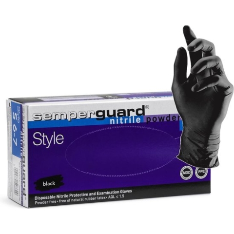 Zwarte poedervrije nitril handschoenen - maat S - 100 stuks
