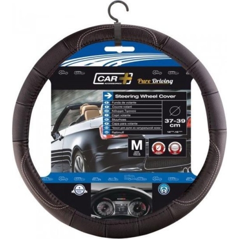Car Plus Stuurhoes Universeel Leer Zwart 37-39 Cm