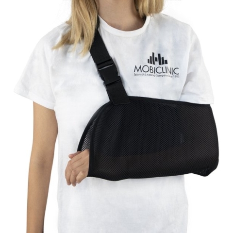 Armsling Volwassenen | Ademend 3D Gaas | Tweehandig | Verstelbaar | Latexvrij | One Size Fits All | Zwart | Mobiclinic