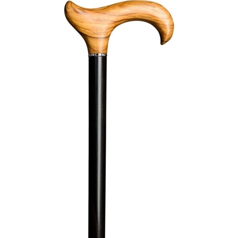 Wandelstok met "Ebbenhout" steel en "Olijfboomhout" handgreep.