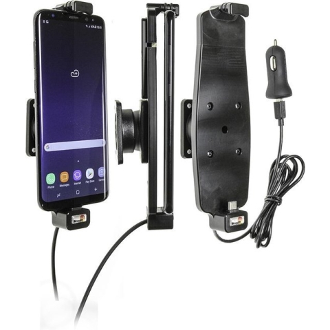Brodit verstelbare houder-lader Samsung Galaxy S8+/S9+/S10+ met USB sig.plug 12/24V