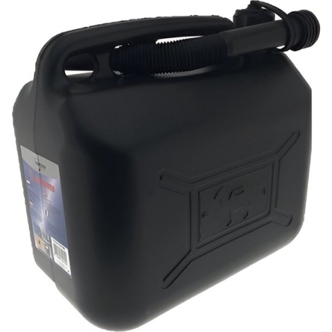 Jerrycan zwart voor brandstof - 10 liter - inclusief schenktuit - o.a. benzine / diesel