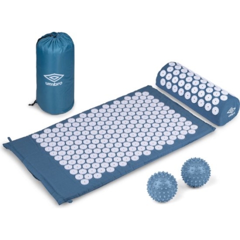 Umbro Spijkermat met Kussen - Acupressuur Mat - Geschikt voor Acupunctuur - Massage Mat - Incl. Draagtas en Triggerpoint Bal - 42 x 6 x 71 CM - Blauw