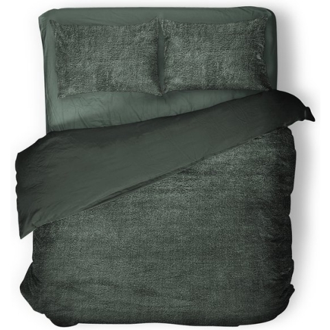 Eleganzzz Teddy Pluche Dekbedovertrek - Bottle Green - Teddy Dekbedovertrek - Dekbedovertrek 240x200/220cm - Lits Jumeaux dekbedovertrekken