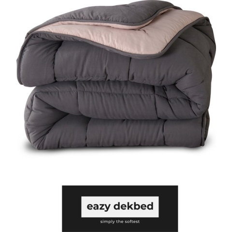 eazydekbed ® Antraciet/Creme - Dekbed zonder overtrek | 240x220 cm - 30 dagen proefslapen - Hoesloos dekbed - Bedrukt dekbed zonder overtrek - Dekbed in kleur - Gekleurd dekbed - Anti Allergie Dekbed - Lits Jumeaux Dekbed- Zomerdekbed & Winterdekbed