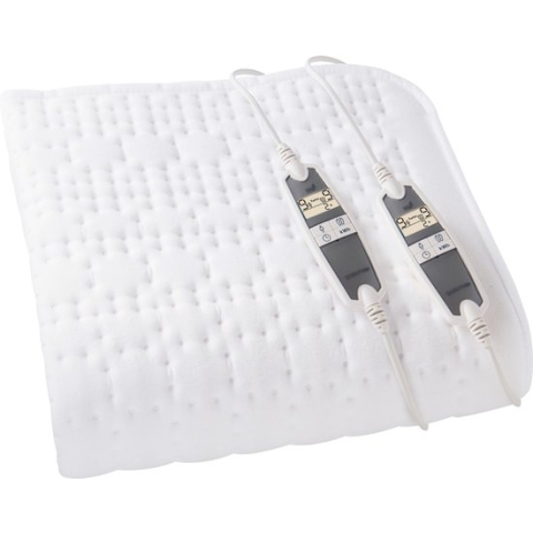 Inventum HN297V - Elektrische Onderdeken - Aparte voetenzone - 2 persoons - 160x160 cm - Anti allergie - Antibacterieel - Fleece - Wit
