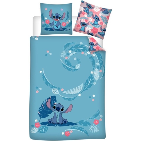 Disney Lilo & Stitch Dekbedovertrek Tropical - Eenpersoons - 140 x 200 + 65 x 65 cm - Katoen Flanel