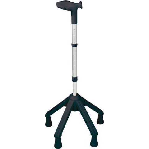 Rebotec Vierpoot Wandelstok Links Zwart