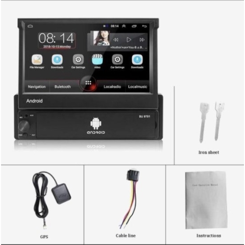 1din Android klapscherm autoradio Bluetooth USB Wifi navigatie