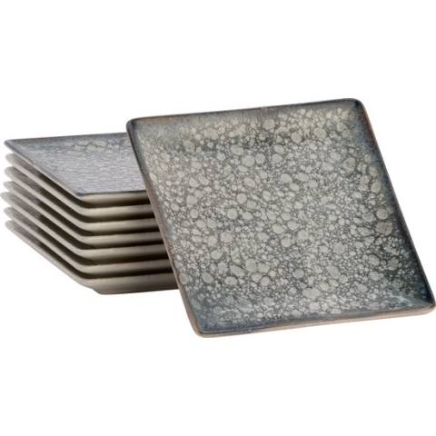 Lite-Body Hermes gebaksbordjes - Set van 8 stuks - 16 cm - Grijs relief