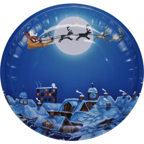 2x stuks kunststof kerst kinderbordjes/borden met kerstman op slee 26 cm - Kerstservies voor kinderen - Bordjes - kerstversiering