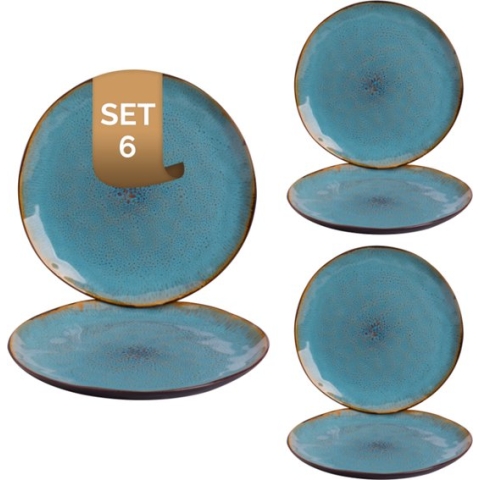 Palmer Bord Lotus 27.5 cm Turquoise Zwart Stoneware 6 stuk(s)