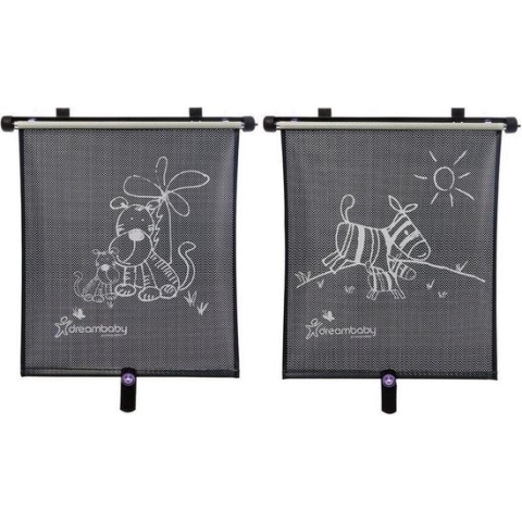 Dreambaby auto zonnescherm Zebra+Tijger (2 stuks)
