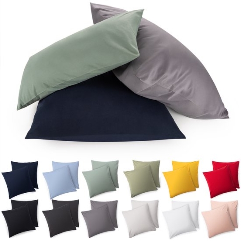 Blumtal - Set Van 2 Kussenslopen - Superzachte Premium Jersey Kussenhoes - 100% Katoen - 40 x 40 cm - Geel
