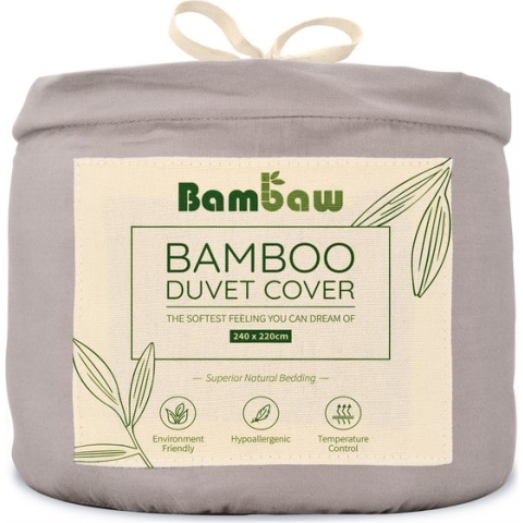 Bamboe Dekbedovertrek | 240 x 220cm | Ultrazacht | Grijs | Eco Dekbedhoes  | Luxe Bamboe Beddengoed | Hypoallergeen Dekbedovertrek | Puur Bamboe viscose rayon Dekbedhoes | Ultra-ademende Stof | Bambaw
