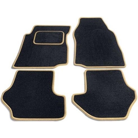 Bavepa Complete Premium Velours Automatten Zwart Met Beige Rand Mercedes A-Klasse W176 2012-