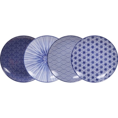 Tokyo Design Studio | Nippon Blue | Set van 4 Borden Ø 20,6 cm | Porselein