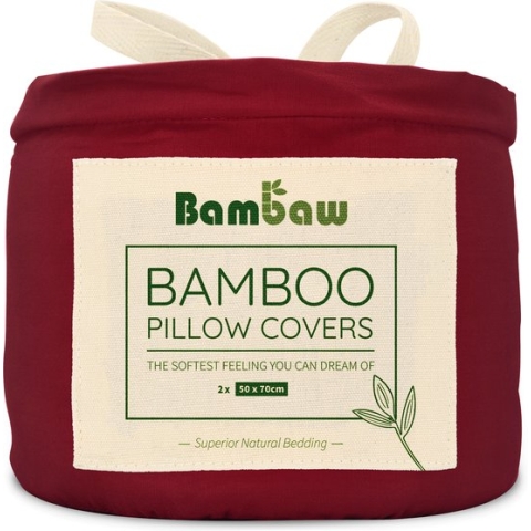 Bamboe Kussenslopen | 2 stuks | Eco Kussensloop 50x70cm | Bourgondy | Luxe Bamboe Beddengoed | Hypoallergeen Kussenslopen | Puur Bamboe viscose rayon Kussensloop | Ultra-ademende Stof | Bambaw