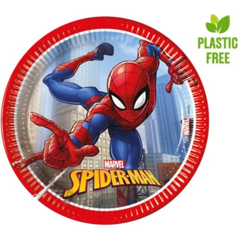Kartonnen Bordjes Spider-Man 19.5 cm 8 stuks - Wegwerp borden - Feest/verjaardag/BBQ borden
