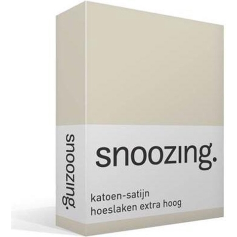 Snoozing - Katoen-satijn - Hoeslaken - Lits-jumeaux - 180x200 cm - Ivoor