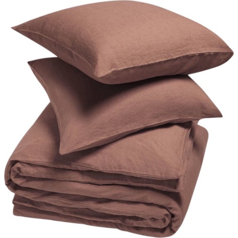 Yumeko overtrekset gewassen linnen klei roze 260x220 met 2 kussenslopen 60x70 - Biologisch & ecologisch