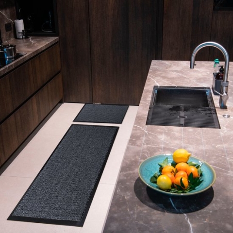 Keukenloper Studio M - CLASSIC - Droogloopmat binnen/Loper 60x180 cm - GRIJS - Keukentapijt - Antislip Deurmat - Loper Tapijt/Loper Gang - Deurmat binnen of buiten - Verschillende Afmetingen en Kleuren