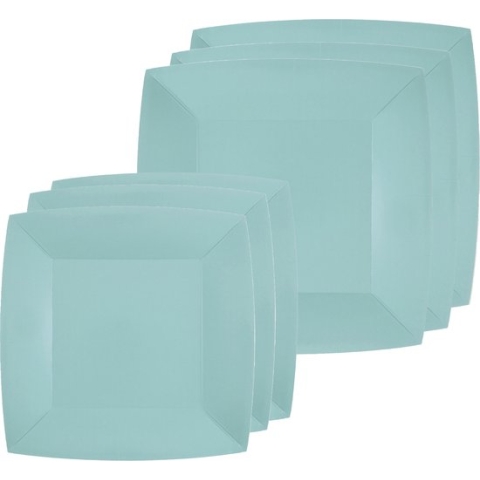 Santex Feest/verjaardag bordjes set - 40x stuks - lichtblauw - 18 cm en 23 cm