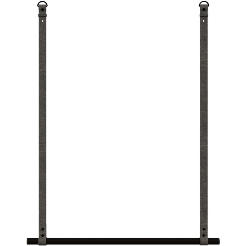 Kapstok/ kledingrek 80cm - aan leren banden - Handles and more® | V GREY - stang: zwart metaal