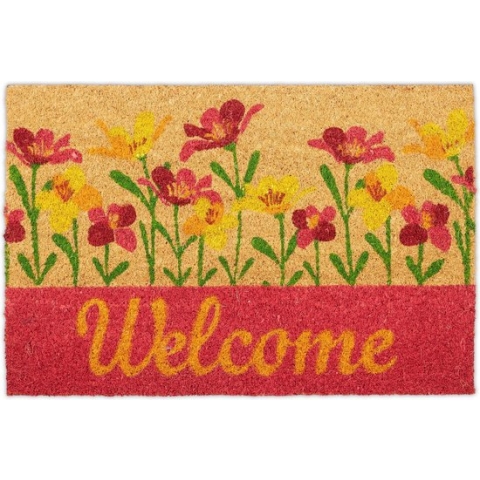 Relaxdays deurmat kokos welcome - schoonloopmat 40x60 - droogloopmat antislip - voetmat