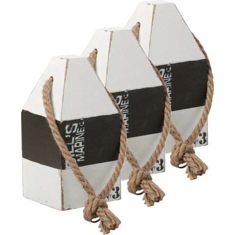 Excellent Houseware Deurstopper - 3x - havenpaal maritiem hout/touw 18 cm