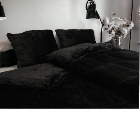 Zachtbeddengoed.nl - Velvet - Dekbedovertrek - Lits Jumeaux - Dekbedovertrek 240x200 cm - 240x220 cm - 2 Kussenslopen - Zwart - Tweepersoons - Laken - Zacht - Comfortabel - Kwalitatief - Luxe Beddengoed met Velvet aan beiden zijden