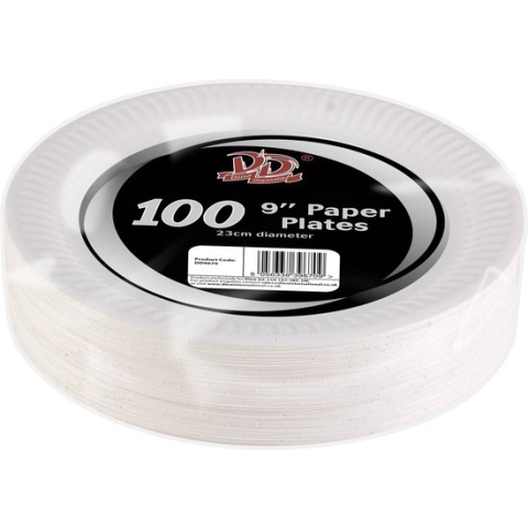 100x Witte bordjes van karton rond 18 cm - Wegwerpborden van karton - Feestbordjes - Feestartikelen tafeldecoratie