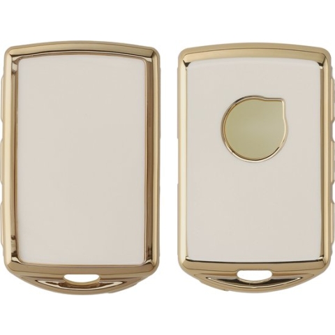 kwmobile autosleutel hoesje compatibel met Volvo 4-Tasten Autoschlüssel Keyless Go - autosleutel behuizing in wit / goud