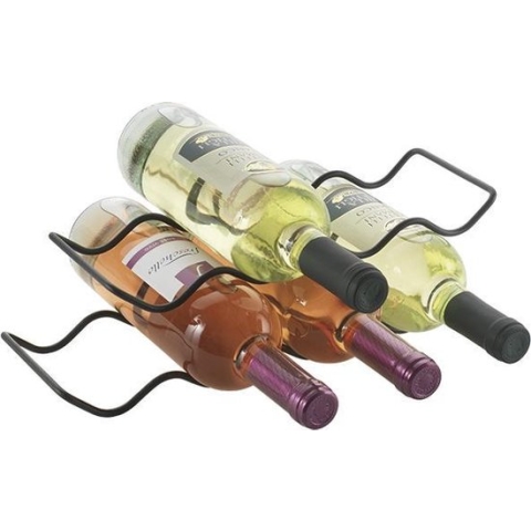 Tomado Metaltex - Set van 2 flessenhouders - Wave 20 - Mat zwart - voor wijnflessen (0,75 liter)